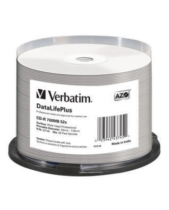 VERBATIM CD-R AZO 52X 700MB WIDE SILVER INKJET PRINTABLE NON ID nr 2
