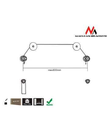 Uchwyt wieszak do TV LED 32-55'''' Maclean MC-557 max vesa 800 50kg