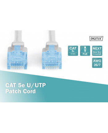 Patch cord kat.5e UTP CU AWG 26/7, szary 0,25m