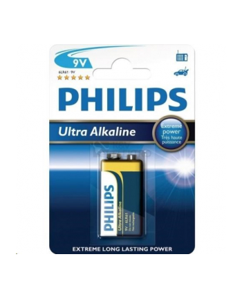 Bateria PHILIPS 6LR61E1B/10 EXTREME LIFE PLUS 1szt ( 30% więcej mocy niż zwykłe baterie alkaliczne  dzięki czemu doskonale nadają się do zasilania aparatów  odtwarzaczy CD i wszystkich pozostałych energochłonnych urządzeń )