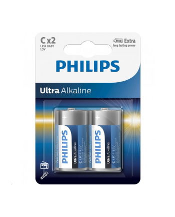 Bateria PHILIPS LR14E2B/10 EXTREME LIFE PLUS 2szt. ( 30% więcej mocy niż zwykłe baterie alkaliczne  dzięki czemu doskonale nadają się do zasilania aparatów  odtwarzaczy CD i wszystkich pozostałych energochłonnych urządzeń )