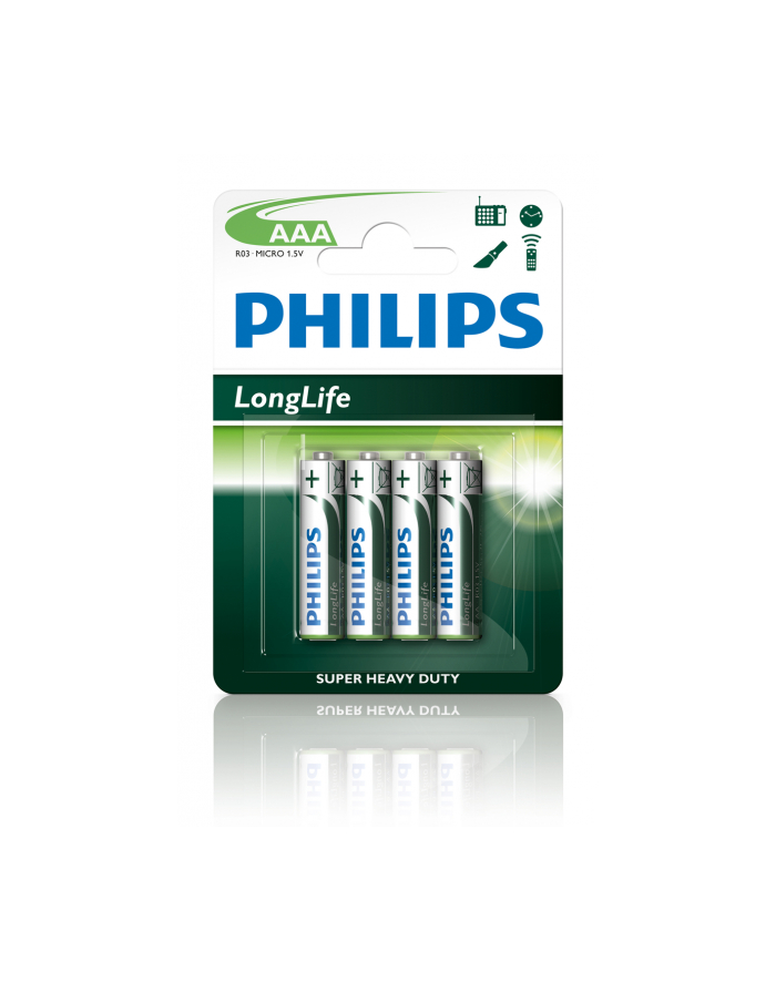 Bateria PHILIPS R03L4B/10 LONGLIFE ( idealna do zegarów  kalkulatorów  pilotów i radia )  1szt główny