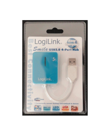 HUB USB 2.0 4-portowy 'Smile' - niebieski