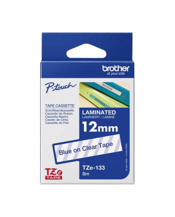 Taśma laminowana do P-touch, Brother TZE-133 12mm przezroczysta/niebieski nadruk nr 2