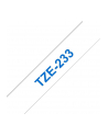 Taśma laminowana do P-touch, Brother TZE-233 12mm biała/niebieski nadruk - nr 24