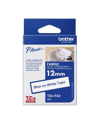 Taśma laminowana do P-touch, Brother TZE-FA3 12mm biała/niebieski nadruk