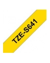 Taśma laminowana do P-touch, Brother TZE-S641 18mm żółta/czarny nadruk mocny klej - nr 26