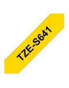 Taśma laminowana do P-touch, Brother TZE-S641 18mm żółta/czarny nadruk mocny klej - nr 32