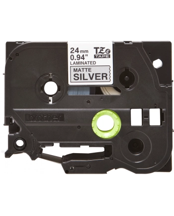 Taśma matowa do P-touch, Brother TZE-M951 24mm srebrna metaliczna/czarny nadruk nr 1