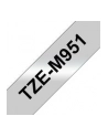 Taśma matowa do P-touch, Brother TZE-M951 24mm srebrna metaliczna/czarny nadruk - nr 25