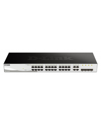 D-LINK DGS-1210-28, Gigabit Smart Switch with 24 10/100/1000Base-T ports and 4 Gigabit MiniGBIC (SFP) ports, 802.3x Flow Control, 802.3ad Link Aggregation, 802.1Q VLAN, 802.1p Priority Queues, Port mirroring, Jumbo Frame support, 802.1D STP, ACL, LLD nr 2