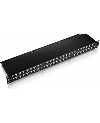 PATCH PANEL 48 PORT 1U KAT.6 EKRANOWANY CZARNY EQUIP