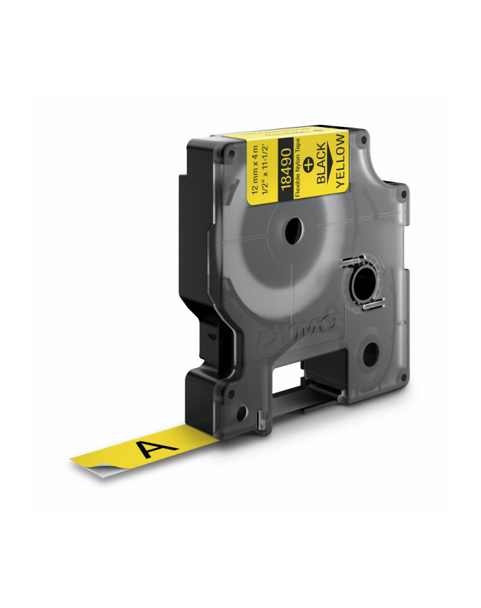 ETYKIETA RHINO 12mmx3,5m ŹÓŁTA NYLONOWA 18490 DO OPISU KABLI I PRZEWODÓW główny