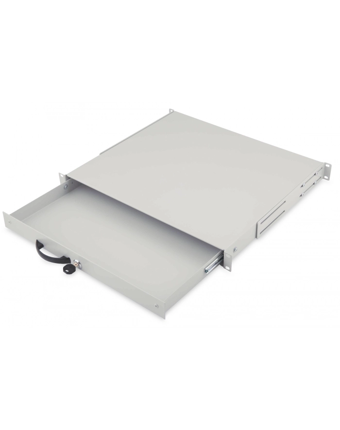 Zamykana półka 19'''' 1U pod klawiaturę, RAL 7035, jasno-szara główny