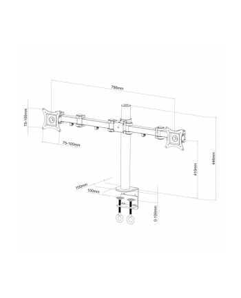 ART Uchwyt L-02  UCHWYT UNIWERSALNY DO MONITORA LCD podwójny 13-27'' 2x10KG