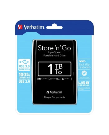 Dysk Verbatim Store 'n' Go USB 3.0 Portable 2,5'' 1 TB, Zewnętrzny Czarny nr 1