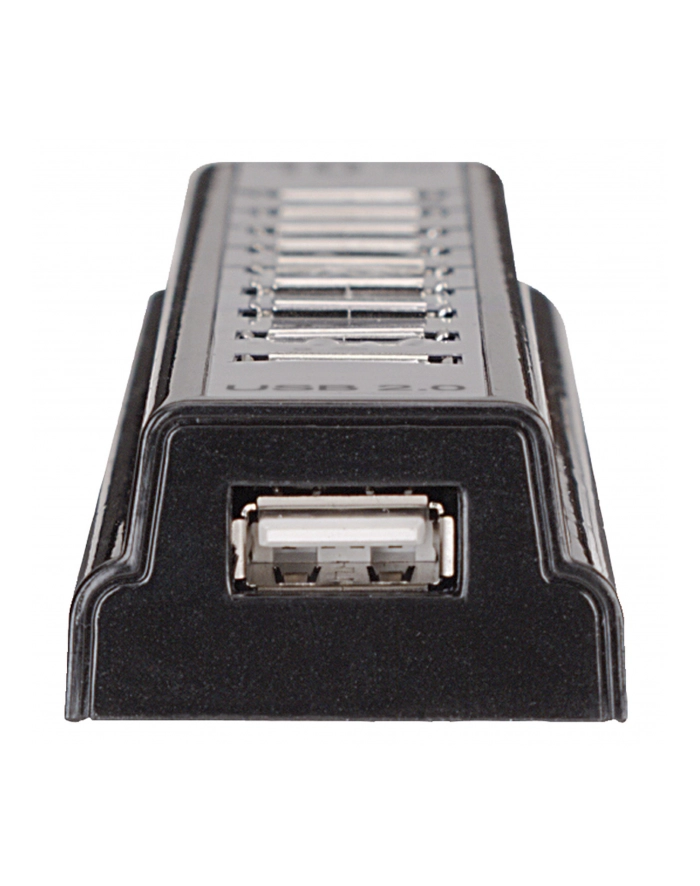MANHATTAN  Hub USB 2.0 10 Portów + Zasilacz, Czarny główny