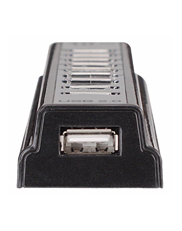 MANHATTAN  Hub USB 2.0 10 Portów + Zasilacz, Czarny główny