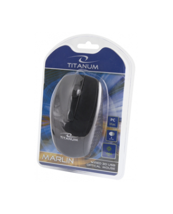 TITANUM Przewodowa Mysz Optyczna TM110K USB MARLIN 3D| 1000 DPI | Czarna