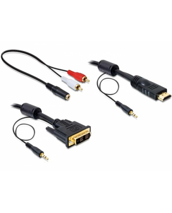 Delock kabel DVI(M) -> HDMI(M) 2M + Audio [minijack(F) -> 2xRCA M/M (CHINCH)]
