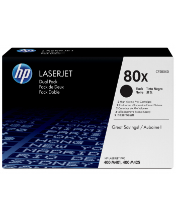 Toner HP czarny 80X Dual pak do LJ Pro 400 M401/M425, CF280XD<br>[CF280XD]