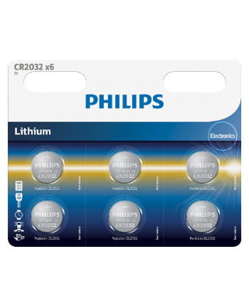 Bateria Pastylkowa PHILIPS CR2032P6/01B Lithium ( 6szt )