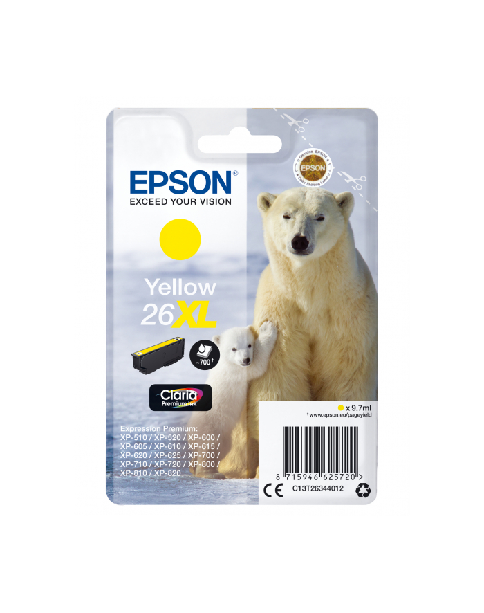 Tusz Epson CLARIA Premium 26XL - żółty główny