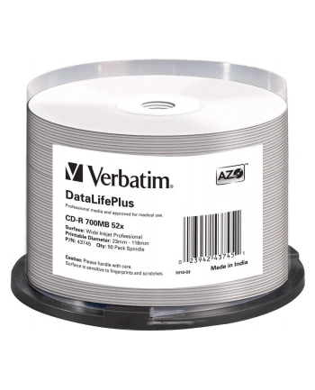 Dysk CD-R Verbatim 52x Cake 50 DL AZO 43745 nr 1
