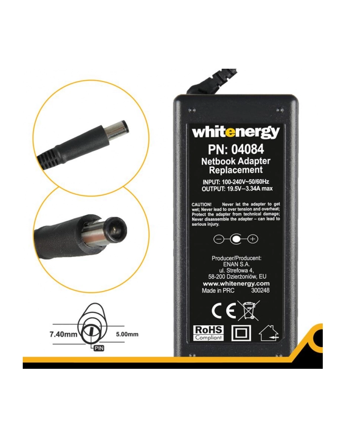Whitenergy zasilacz 19.5V/3.34A 65W wtyczka 7.4x5.0mm Dell główny