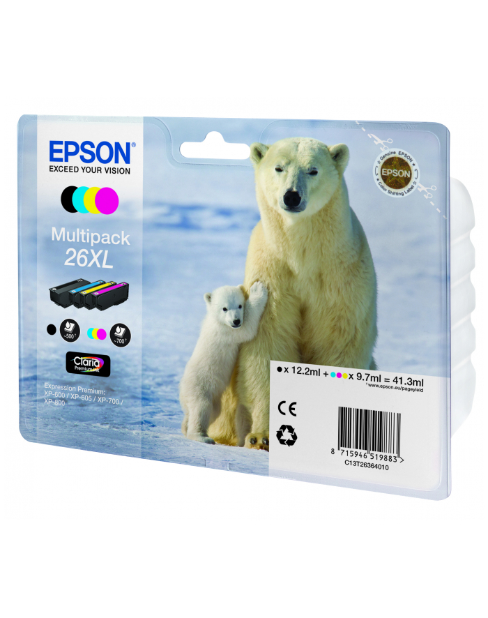 Tusz Epson T2636 XL CMYK Claria Multi Pack |  XP-600/700/800 główny