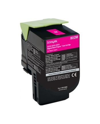 Toner Lexmark 802M | magenta | zwrotny | 1000 str.| CX310dn / CX310n / CX410de /