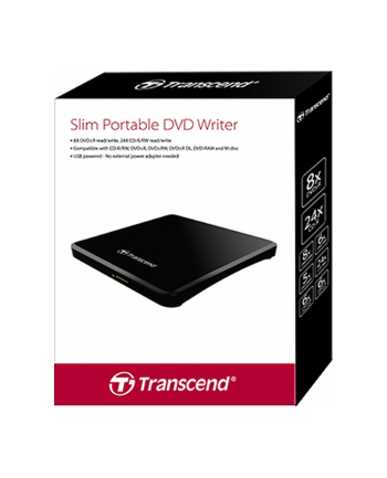 Transcend  Przenośna nagrywarka  DVD/CD 8X  13.9mm  USB 2.0 -  Czarna nr 1