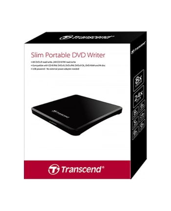 Transcend  Przenośna nagrywarka  DVD/CD 8X  13.9mm  USB 2.0 -  Czarna nr 1