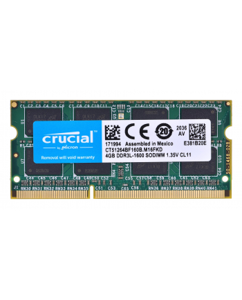 Crucial 4GB DDR3 1600MHz CL11 SODIMM 1.35V/1.5V
