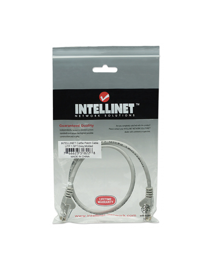 Intellinet Patch Cord RJ45, Snagless, Kat. 5e UTP 0.5m, szary główny