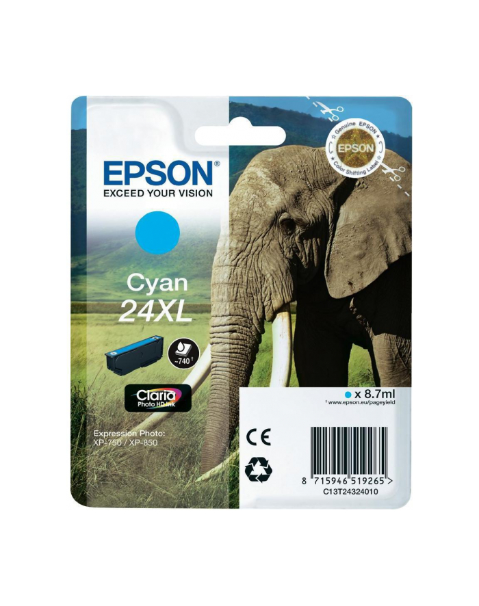 Tusz Epson T2432 cyan XL | 8,7 ml główny