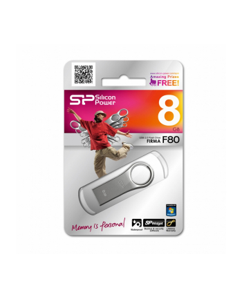 PENDRIVE Silicon Power 8GB Firma F80 Silver Gray-Cynk metal nr 1