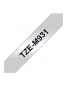 Taśma Brother 12mm BLACK ON SILVER (MAT) TAPE/METALIC - nr 36
