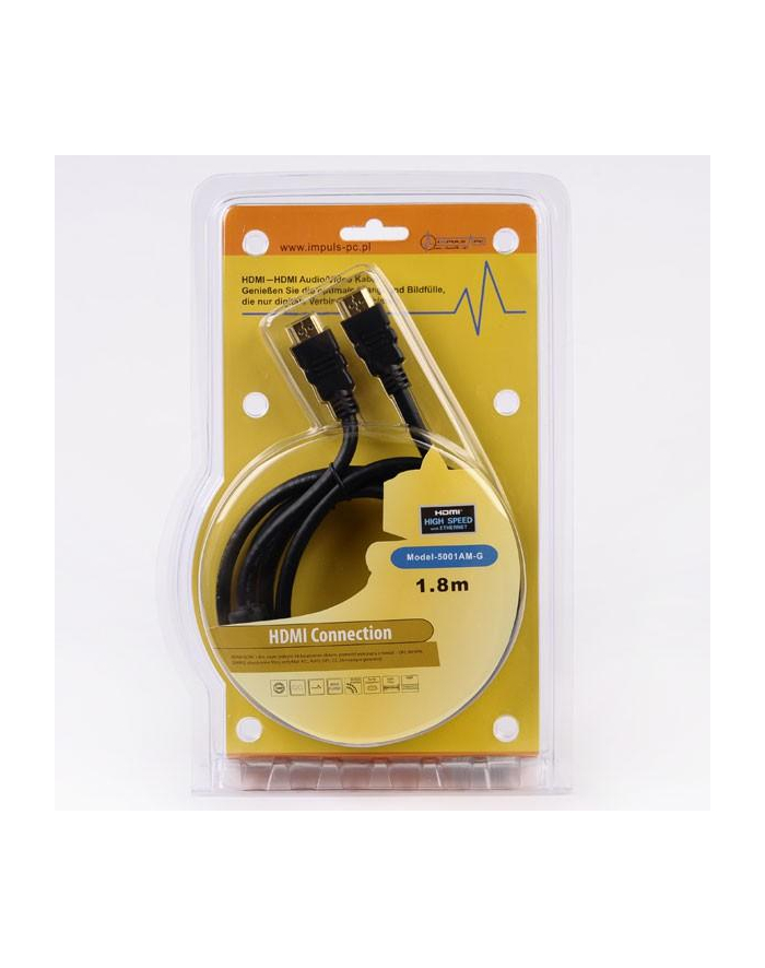 KABEL IMPULS-PC HDMI-HDMI 1,8m gold/fer/blist Miedź(99,99%) główny