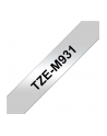 Taśma Brother 12mm BLACK ON SILVER (MAT) TAPE/METALIC - nr 30