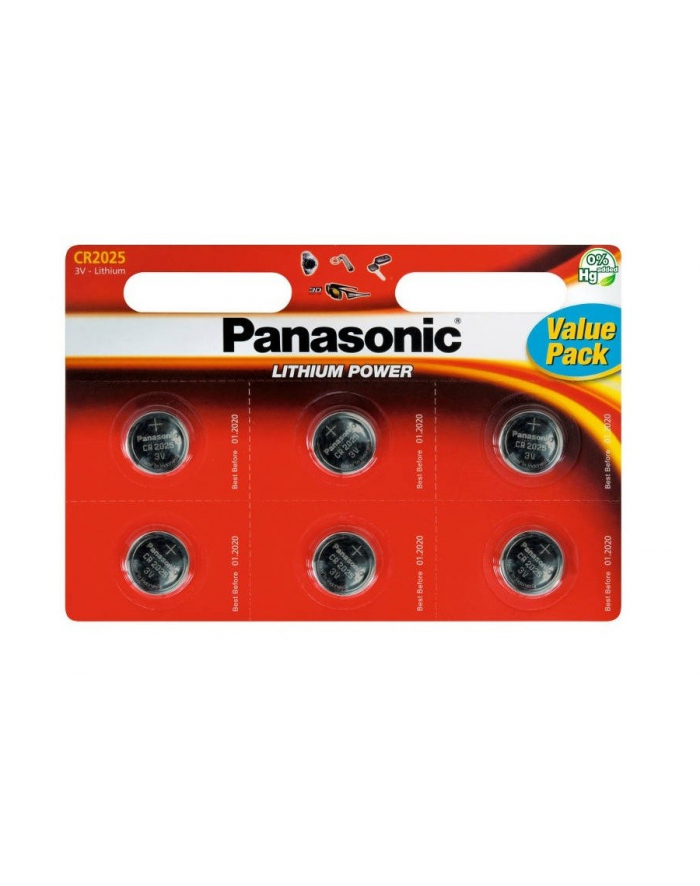 Bateria Panasonic CR2025 | 6 szt. | blister główny