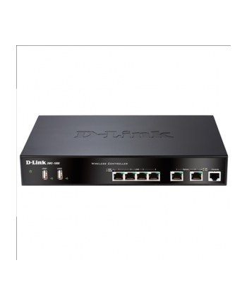 D-LINK DWC-1000, Wireless Controller, 2 10/100/1000 BASE-T Gigabit Ethernet Option Ports, 4 10/100/1000 BASE-T Gigabit Ethernet LAN Ports, 2 USB 2.0 Ports, 1 RJ-45 External Console port, Compatible Managed APs DWL-8600AP, DWL-6600AP, DWL-3600AP, Comp