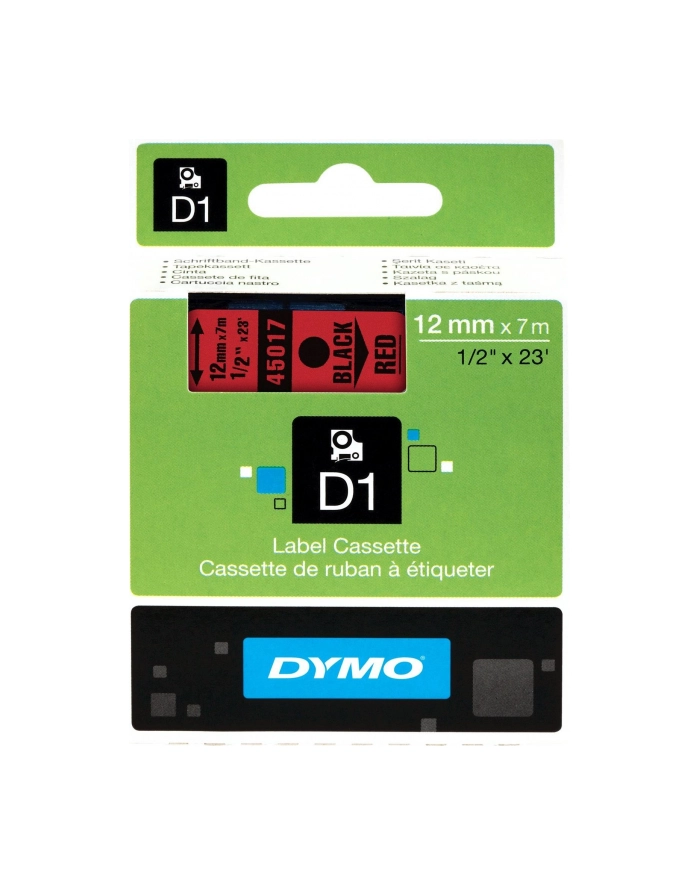Taśma Dymo D1 - 12 mm x 7 m  czarny / czerwony główny
