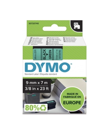 Taśma Dymo D1- 9mm x 7m czarny/zielony nr 1