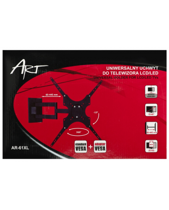 ART Uchwyt AR-61 19-37'' DO TELEWIZORA LCD/LED czarny 25KG regulacja pion/poziom