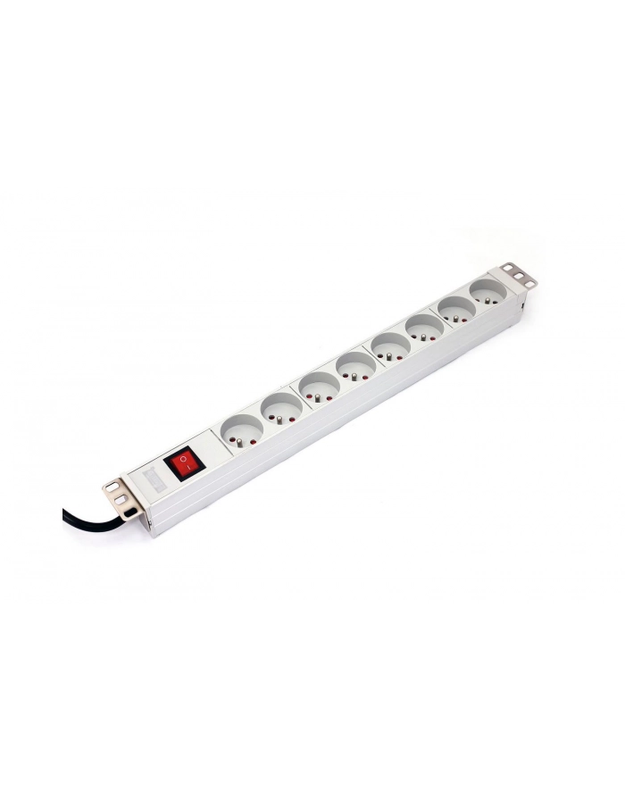 Listwa zasilająca PDU 19'''', 1U, 8 gniazd 2P+Z, 16A, 4000W aluminiowa, wyłącznik, 1,8m główny