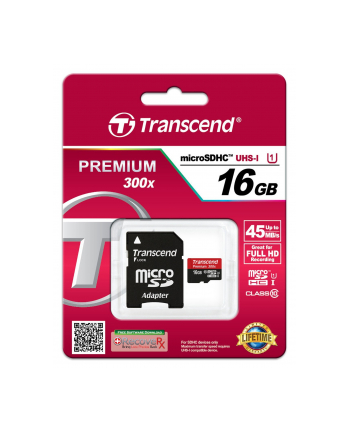 Transcend karta pamięci Micro SDHC 16GB Class 10 UHS-I +adapter SD