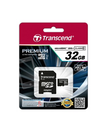 Transcend karta pamięci Micro SDHC 32GB Class 10 UHS-I +adapter SD