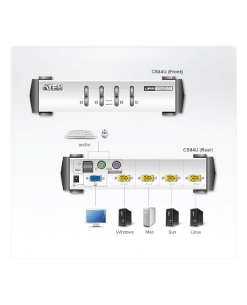 KVM  4/1 CS-84U USB/PS2 Master Desktop+kable  ATEN nr 1