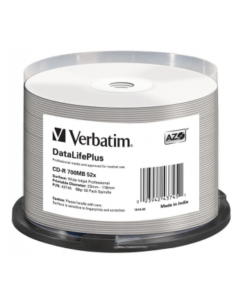 Verbatim CD-R [ spindle 50 | 700MB | 52x | white wide printable ]